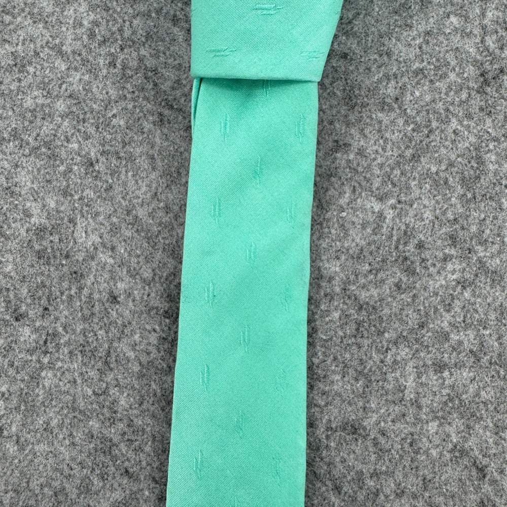 VTG Unbranded Necktie Mens OS Mint Green Lightning Bolt Silk WPL 2831 EUC